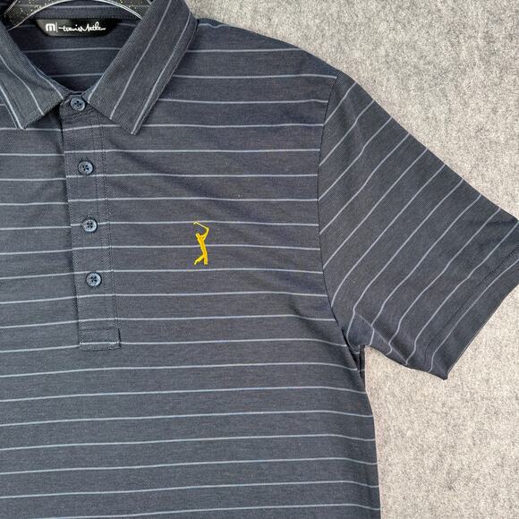 Travis Matthews Mens S Blue Striped PGA Tour Players Marini Polo Navy Blue - Picture 2 of 6